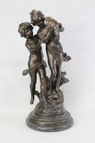 Bronze Sculpture Depicting Two Children w a water