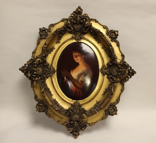 KPM Porcelain Plaque w Original Frame