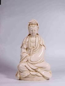 Chinese Blanc De Porcelain Guanyin Statue
