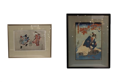 Two Framed Japanese ukiyo-e Woodblock Prints