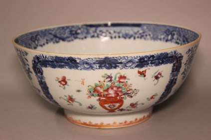 18th.C Chinese Famille Rose Export Punch Bowl