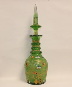 Bohemian Green Glass Decanter