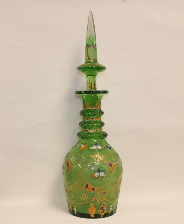 Bohemian Green Glass Decanter (1 of 6)
