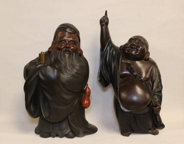 Two Japanese Bronze Immortal Statue