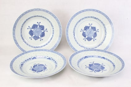 Four Chinese Blue and White Porcelain Dish