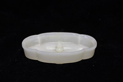 Chinese white jade foliate-shaped Incense Tray