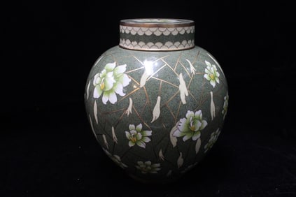 1960 Chinese Cloisonne Cover Tea Caddy