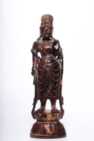 Chinese Jade Carved Standing Guanyin