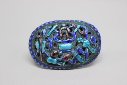 Chinese Openwork Enamel Ornament Brooch