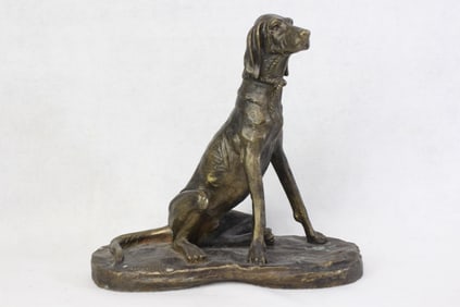 Bronze Sculpture of a Seated Hunting hound