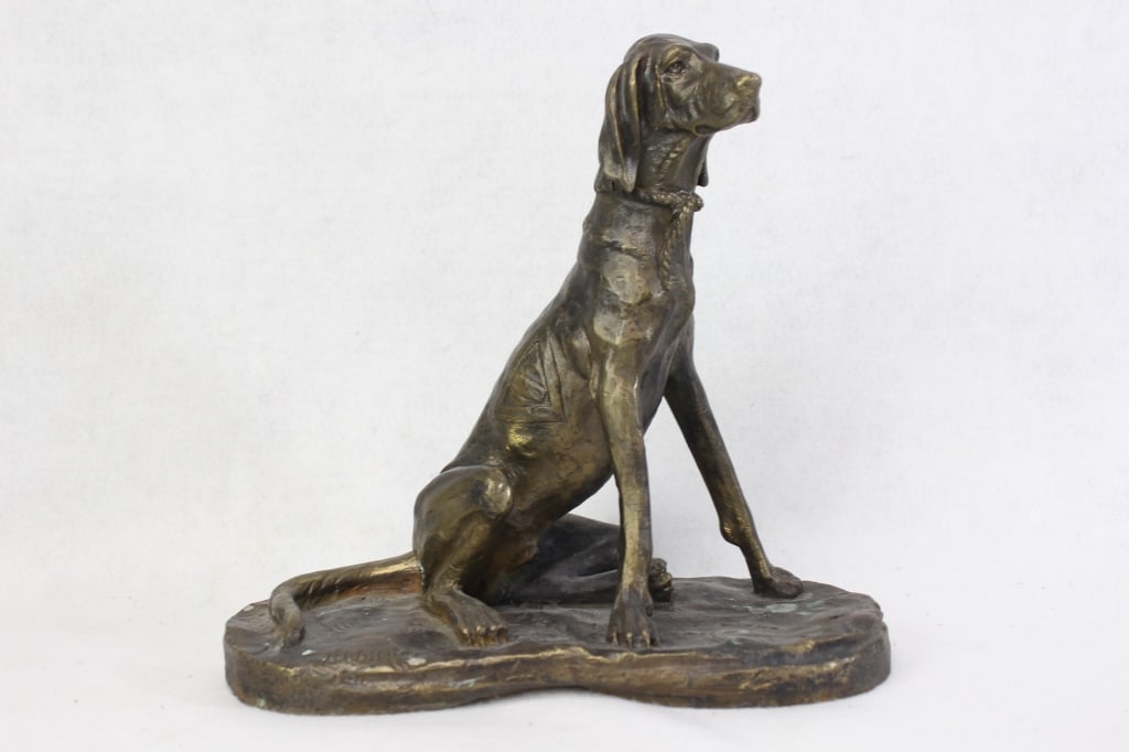 Bronze Sculpture of a Seated Hunting hound (1 of 6)