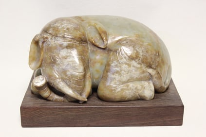 Large Chinese Jade Carved Elephant