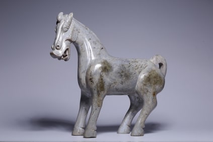 Chinese Jade Carved Horse Sculpture