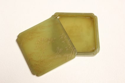 Chinese Jade Carved Cover Box