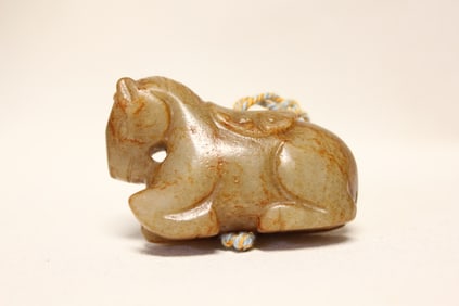 Chinese Jade Carved Horse Toggle