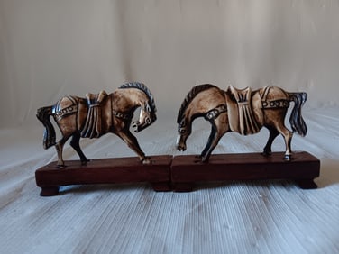 Two Chinese Horse Bone Carvings