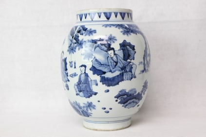 Chinese Blue and White Porcelain oviform Jar
