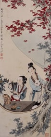 Chinese Ink Color Scroll Painting,Signed