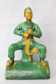 Chinese sancai-glazed ceramic guardian figure