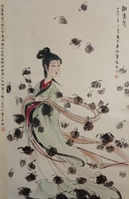 Chinese Ink Color Scroll Painting,Signed