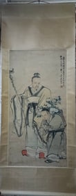 Chinese Ink Color Scroll Painting,Signed