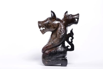 Chinese Jade Carvced Two-headed Mythical Beast