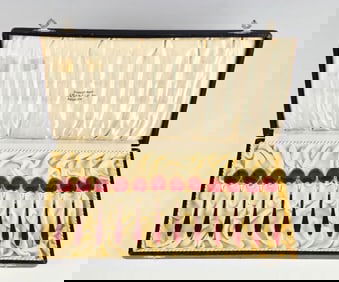 Antique Sterling Silver Guilloche Enamel SpoonSet