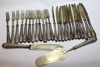 Vintage German 800 Silver Dessert Cutlery Set,26 Pics