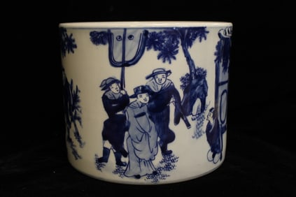 Chinese Blue and White Porcelain Brush Pot,Mark