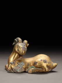 Chinese Gilt Bronze Figure of a Ram Paper weight