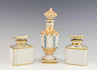 19th.C French Porcelain Perfume Bottles