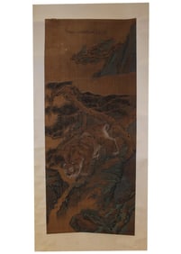 Chinese Ink Color Landscape Scroll Painting