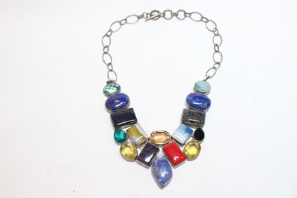 Multi-colored Gemstones Statement Necklace