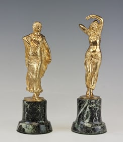 Antique Pair Gilt Bronze Statues Jose Dunach (Spanish/French 1886 - 1957)