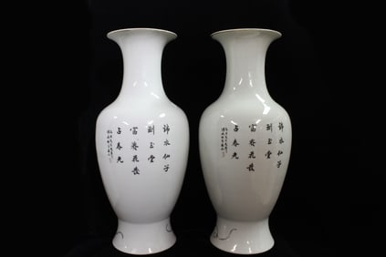 Pair of Chinese Famille Rose Porcelain Vases