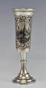 Large 19C Russian Silver Niello Flute