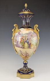 Large 19C French Sevres Porcelain Gilt Bronze Vase