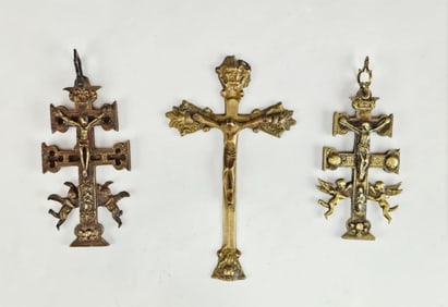 Antique Group Religious Bronze Crosses
