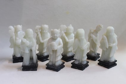Collection of Vintage Chinese Soapstone Figurines Set