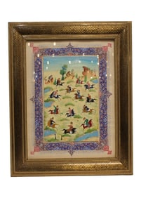 Persian Hand Paint Miniature Painting in Khatam Fr