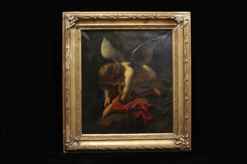 Oil on Canvas, "Cupid Sharpening an Arrow". (1 of 7)