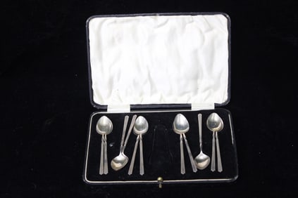 11Pics Sterling Silver Dessert Spoons in Case