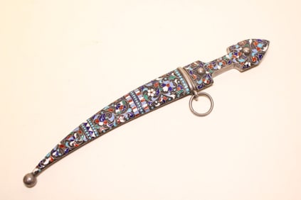 Russian Enamel and Silver Miniature Dagger
