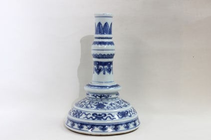 Chinese Blue and White Porcelain Candlestick