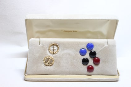 Vintage 14K Gold Cufflinks Formal Wear Set