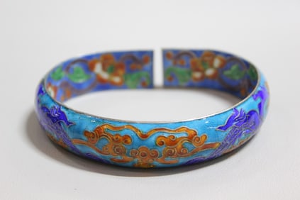 Vintage Chinese Export Cloisonné Dragon Bangle