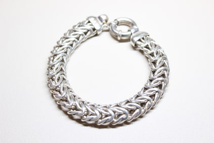 Sterling Silver Byzantine link Bracelet.
