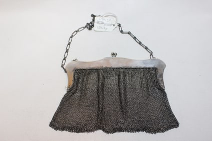 Antique Silver Chainmail Mesh Purse