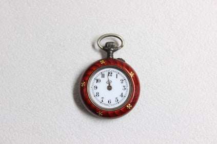 Antique Swiss Silver Guilloché Enamel Pocket
