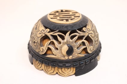 Chinese Carved Soapstone Lidded Incense Burner